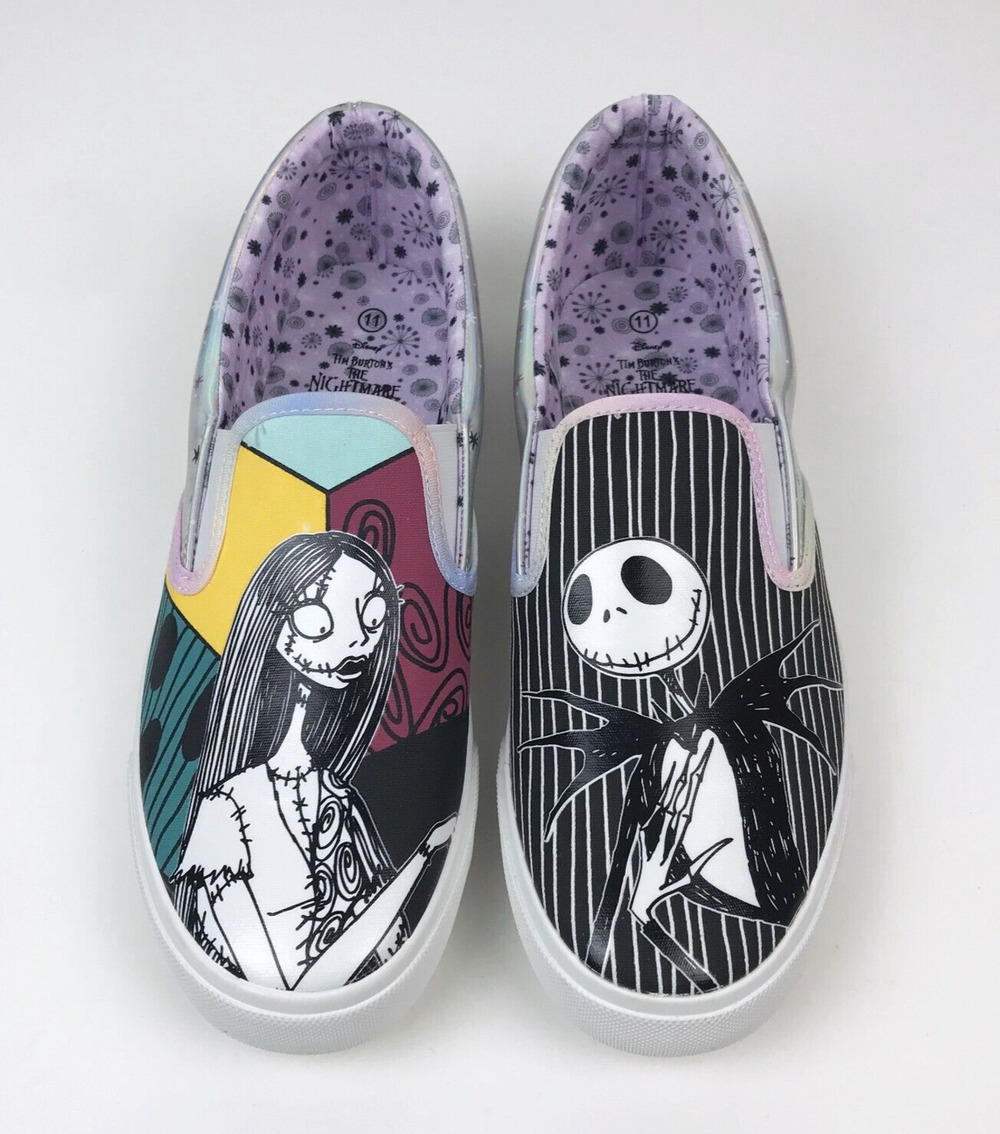 Nightmare Before Christmas Jack & Sally Low Top Slip On Sneakers Women's Size 11